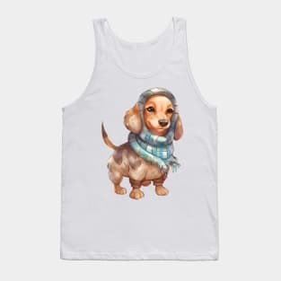 Watercolor Cozy Dachshund Dog Tank Top